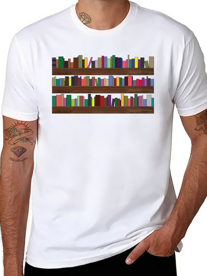 Camiseta Negra con Estampado de Librería