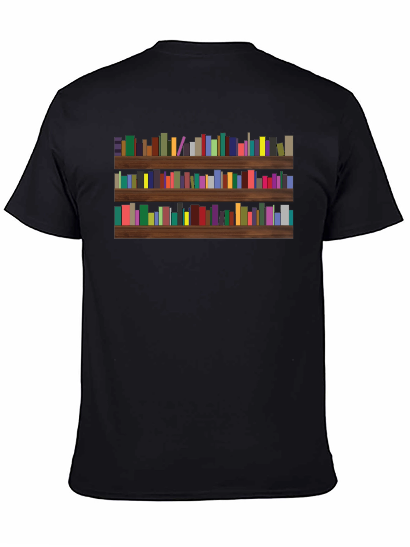 Camiseta Negra con Estampado de Librería