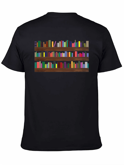 Camiseta Negra con Estampado de Librería