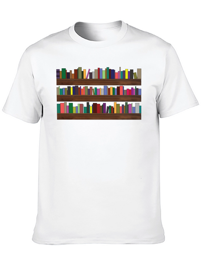 Camiseta Negra con Estampado de Librería