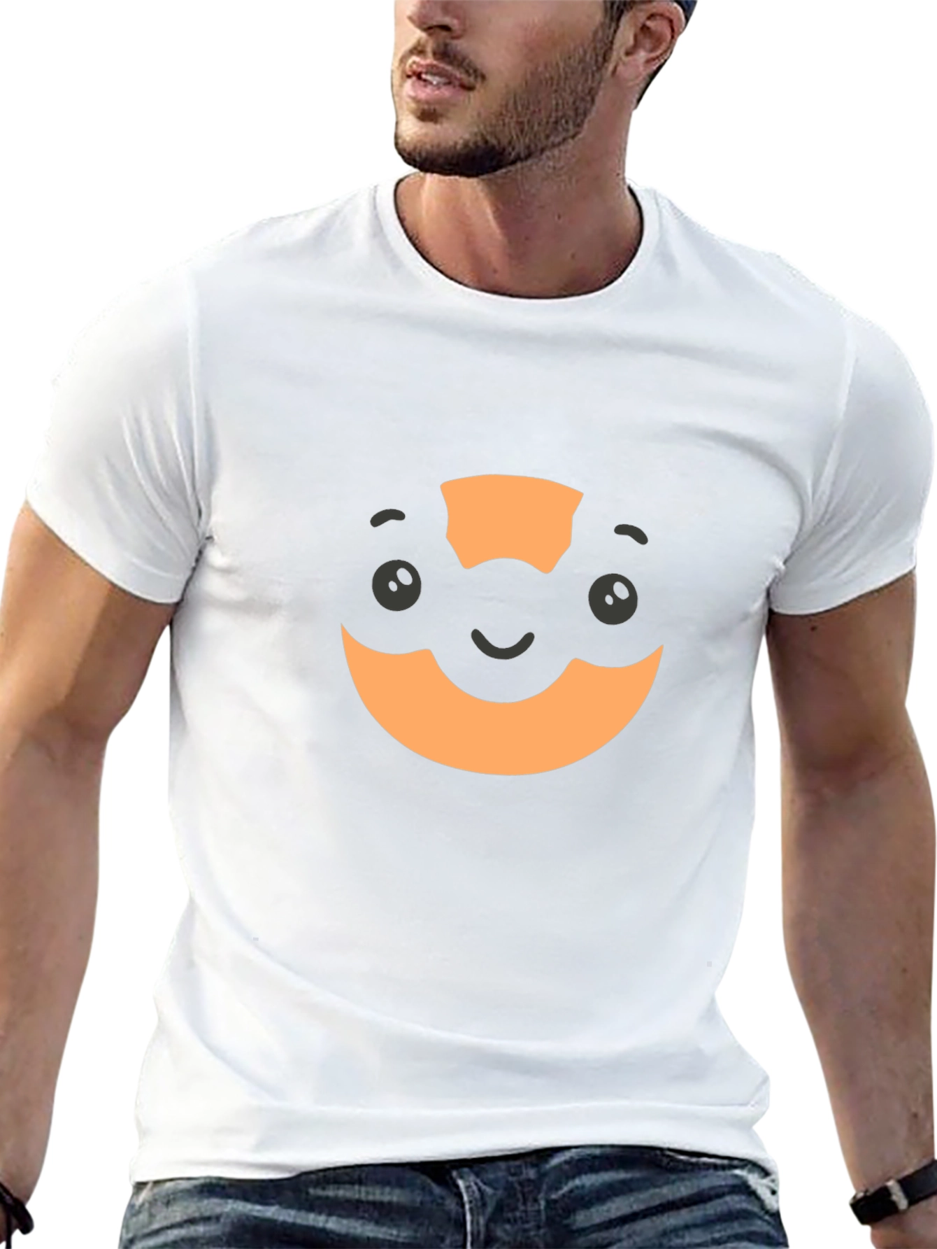 Camiseta Negra con Diseño Gráfico Naranja