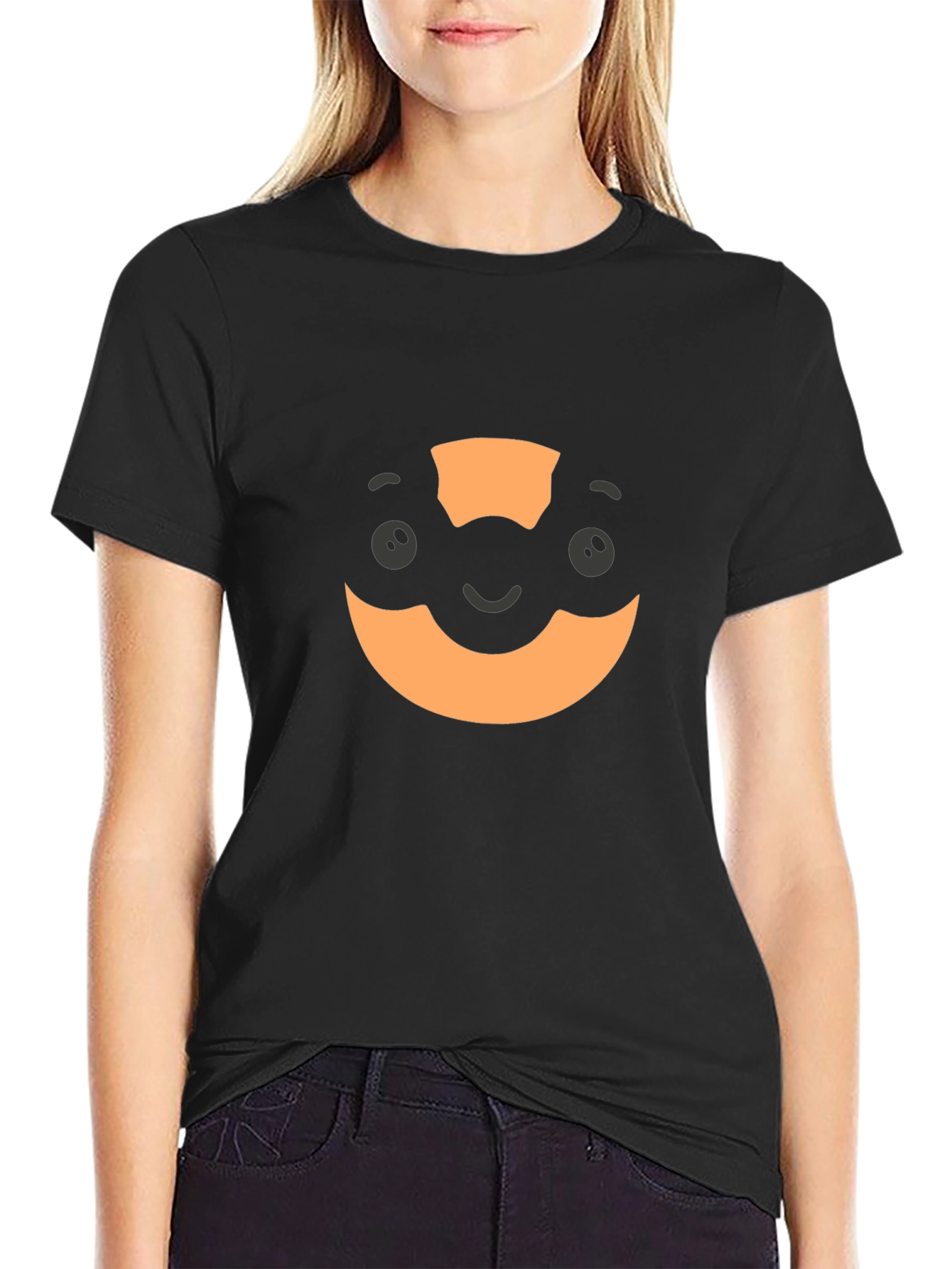 Camiseta Negra con Diseño Gráfico Naranja
