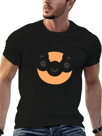 Camiseta Negra con Diseño Gráfico Naranja