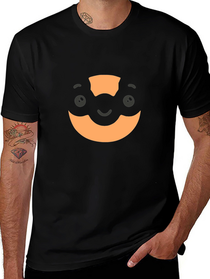 Camiseta Negra con Diseño Gráfico Naranja