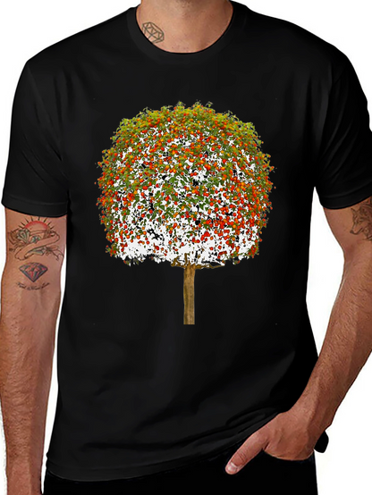 Camiseta Negra con Diseño de Árbol Frutal