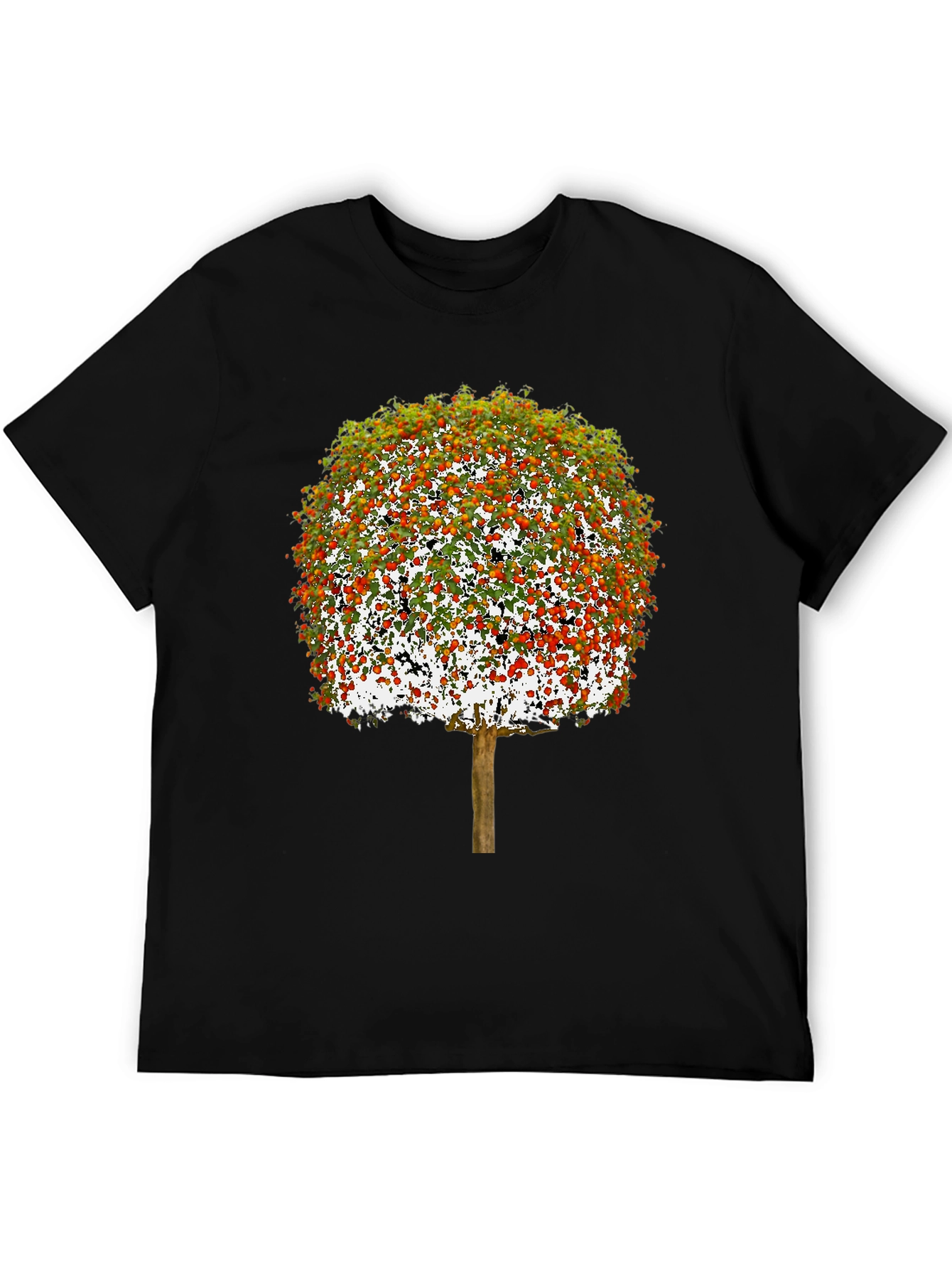 Camiseta Negra con Diseño de Árbol Frutal