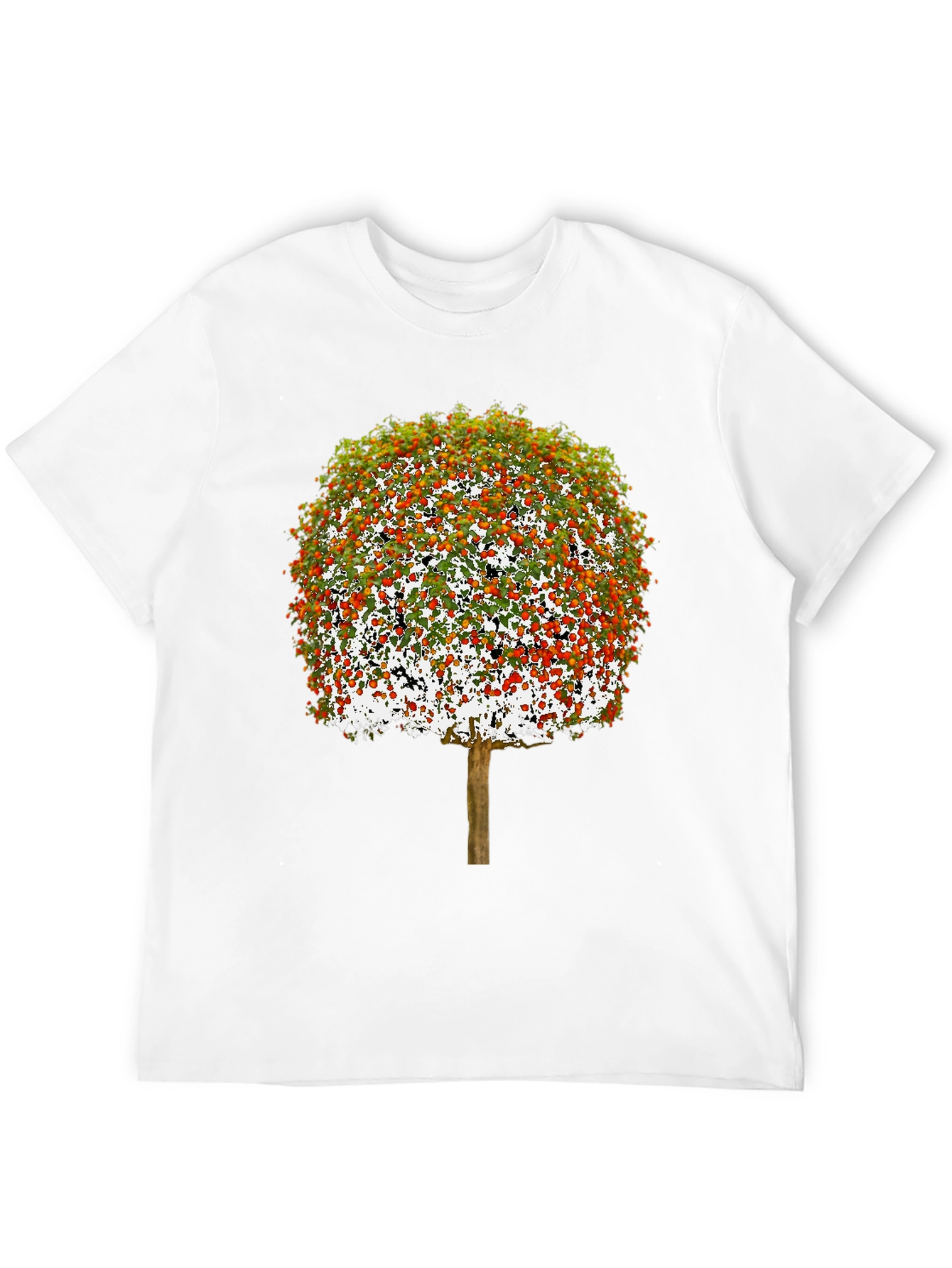 Camiseta Negra con Diseño de Árbol Frutal