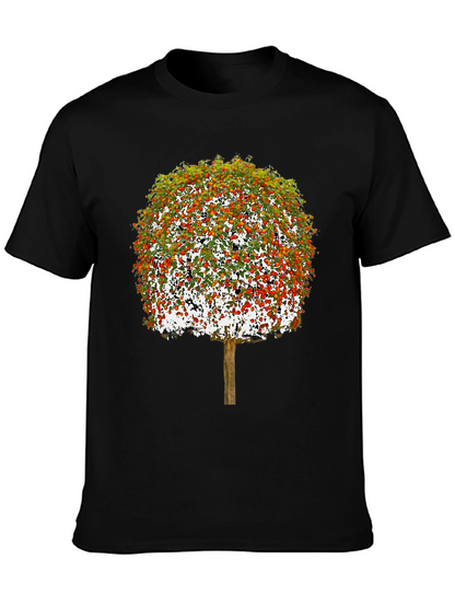 Camiseta Negra con Diseño de Árbol Frutal