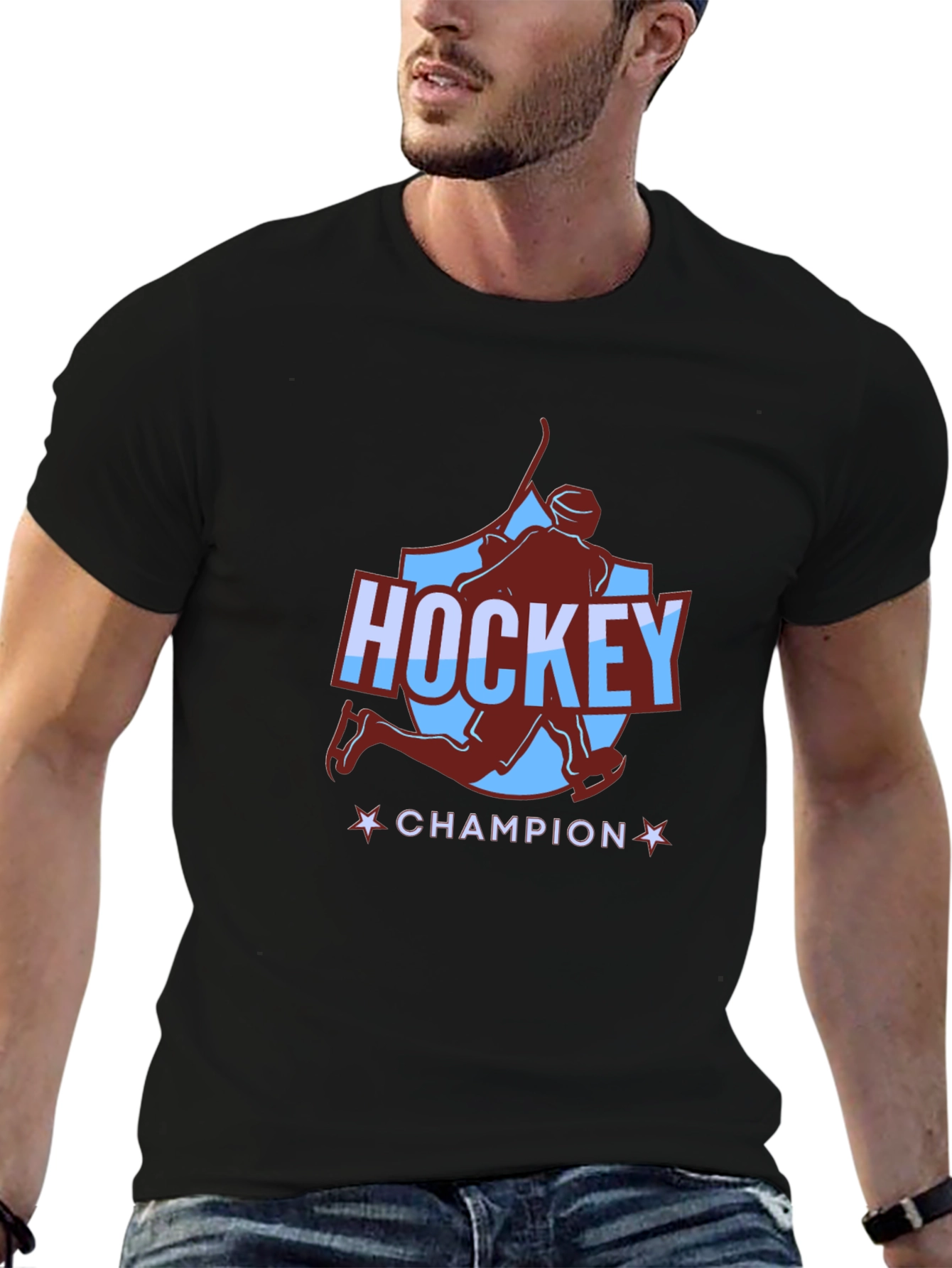 Camiseta Negra Hockey Champion para Hombre
