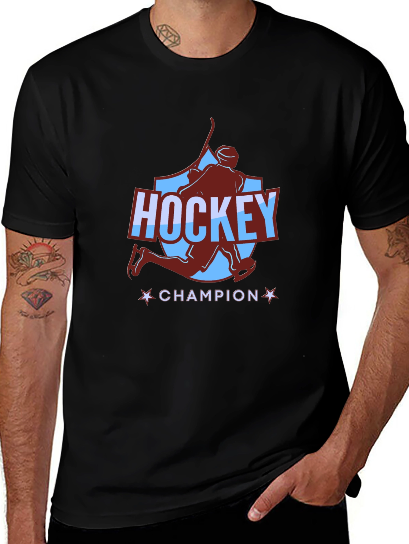Camiseta Negra Hockey Champion para Hombre