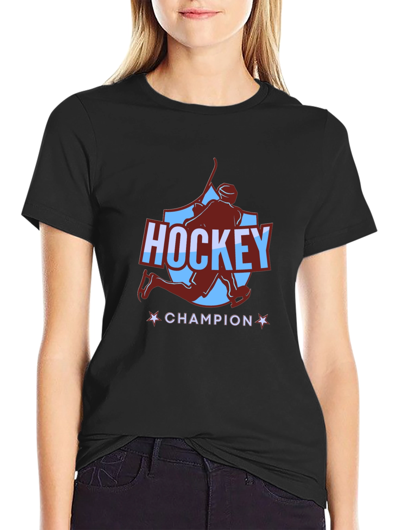 Camiseta Negra Hockey Champion para Hombre