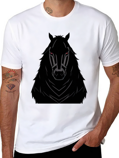 Camiseta Negra con Diseño de Caballo Imponente