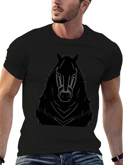Camiseta Negra con Diseño de Caballo Imponente