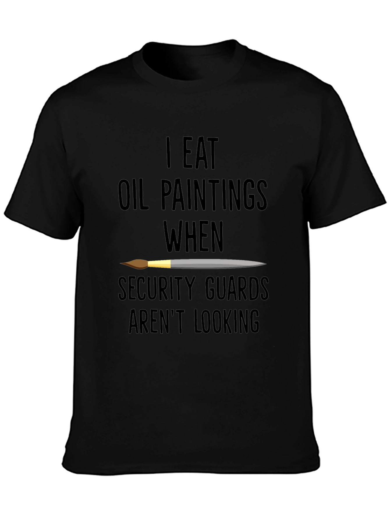 Camiseta Negra con Diseño de Pintor Come Óleo