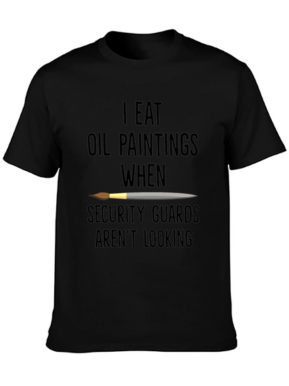 Camiseta Negra con Diseño de Pintor Come Óleo