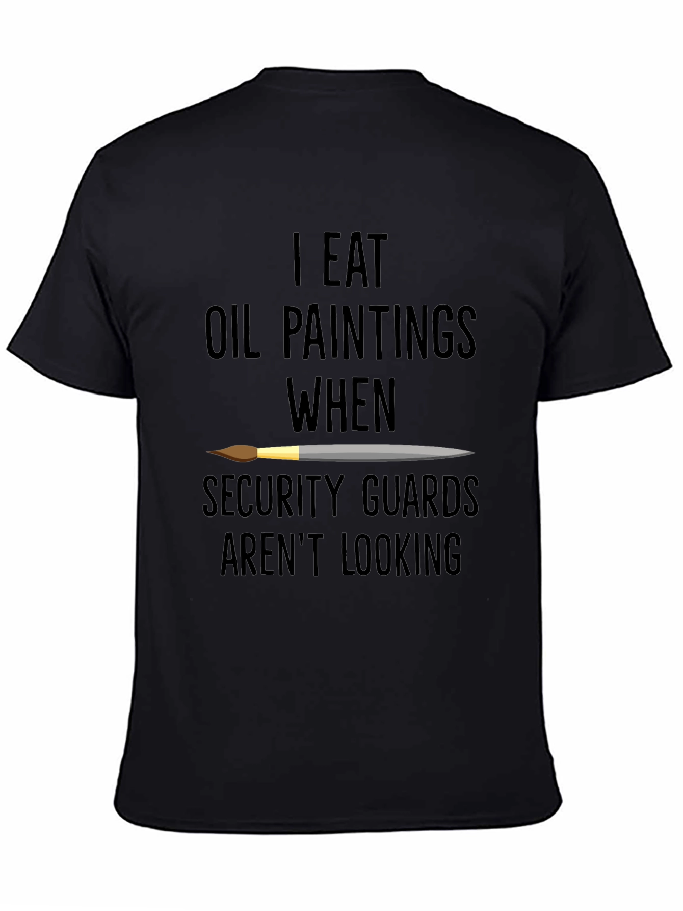 Camiseta Negra con Diseño de Pintor Come Óleo