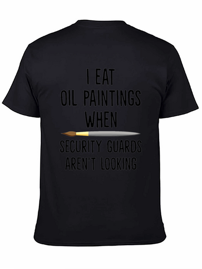 Camiseta Negra con Diseño de Pintor Come Óleo