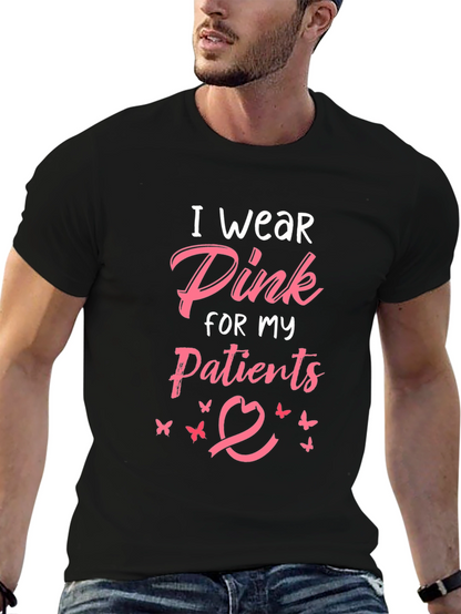 Camiseta Negra I Wear Pink For My Patients