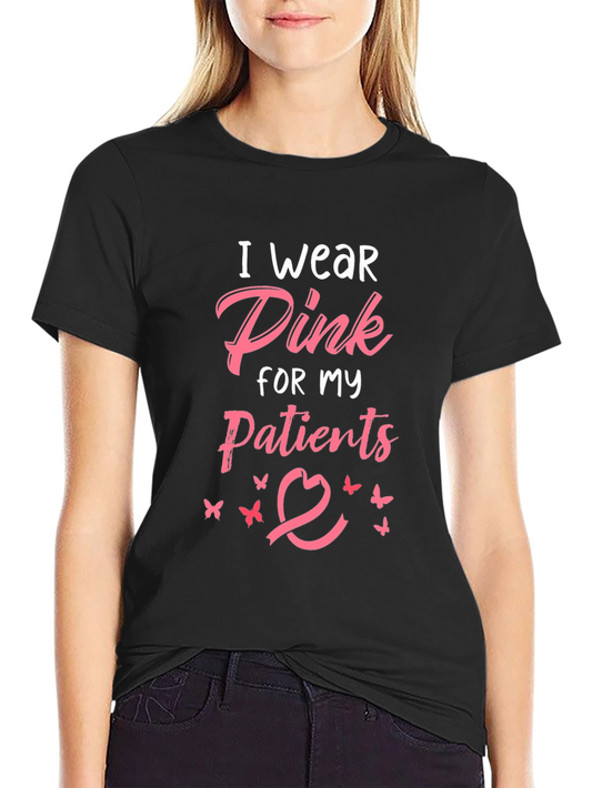 Camiseta Negra I Wear Pink For My Patients