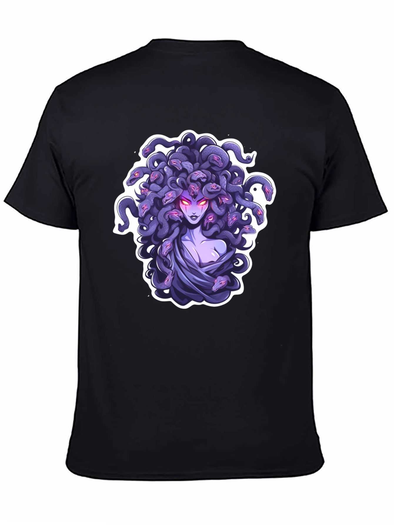 Camiseta Negra con Diseño de Medusa Mitológica