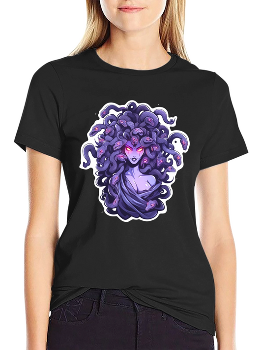Camiseta Negra con Diseño de Medusa Mitológica
