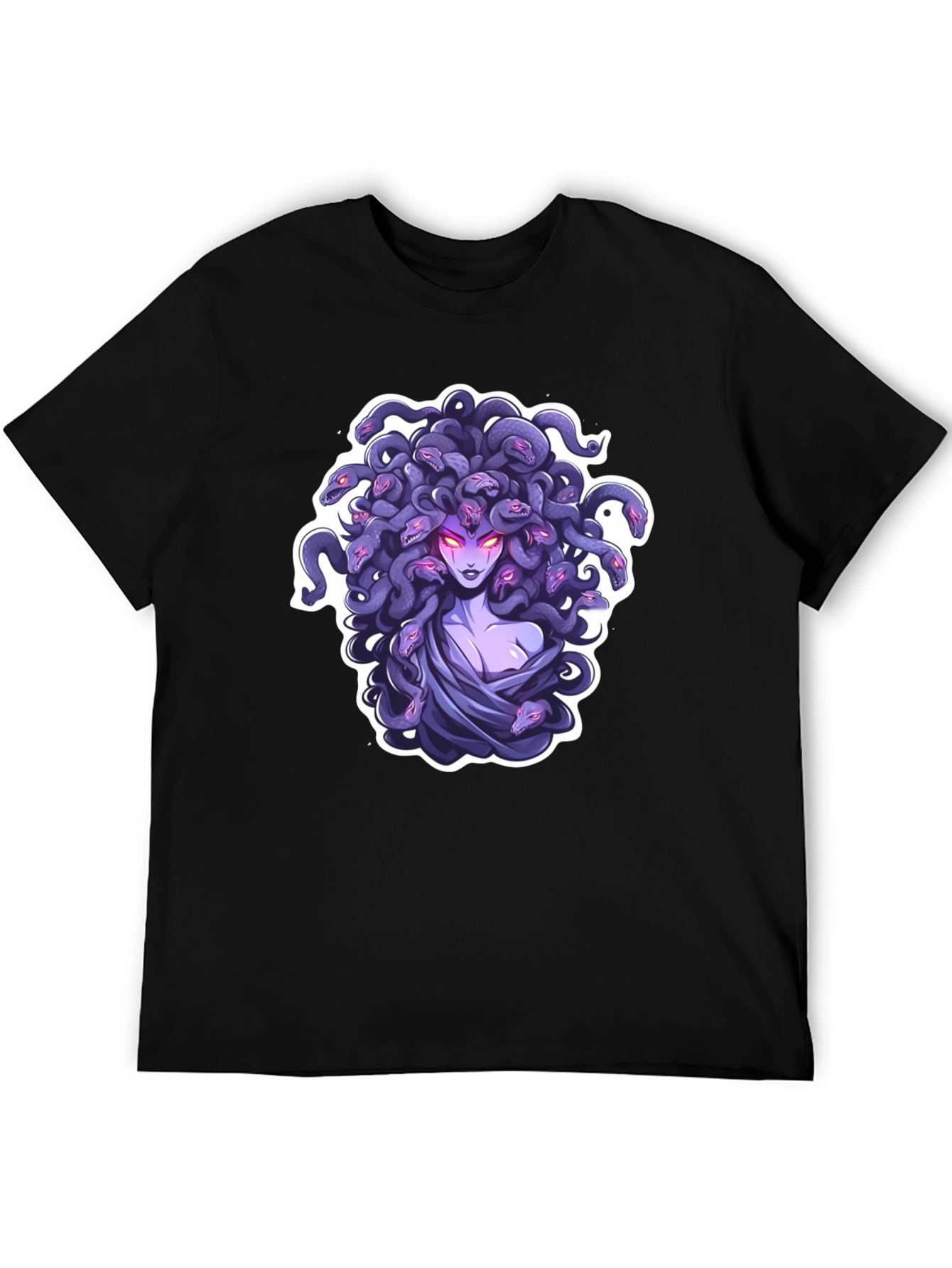 Camiseta Negra con Diseño de Medusa Mitológica