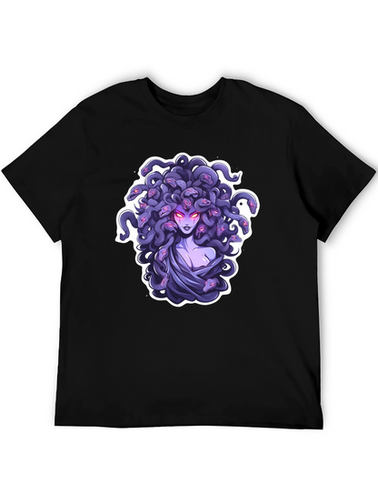 Camiseta Negra con Diseño de Medusa Mitológica