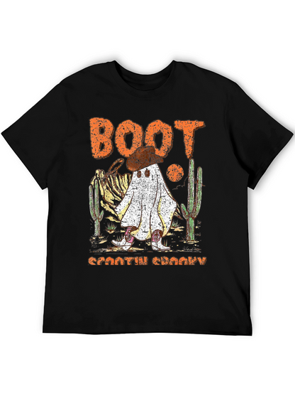 Camiseta negra fantasma vaquero Halloween Boot Scootin Spooky