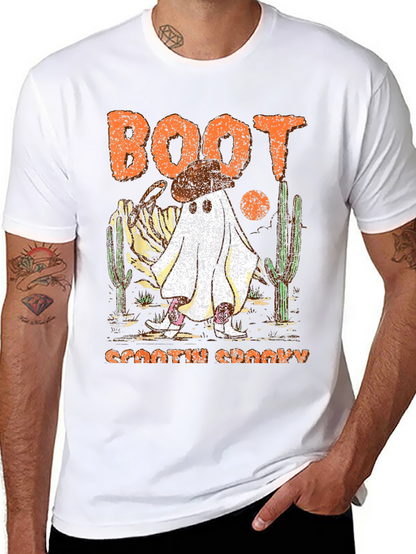 Camiseta negra fantasma vaquero Halloween Boot Scootin Spooky