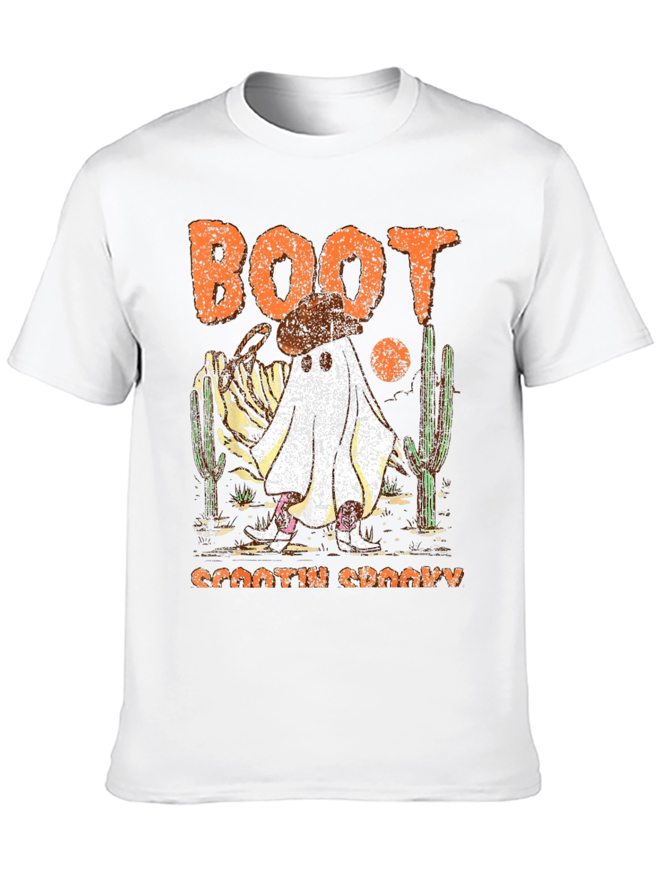 Camiseta negra fantasma vaquero Halloween Boot Scootin Spooky