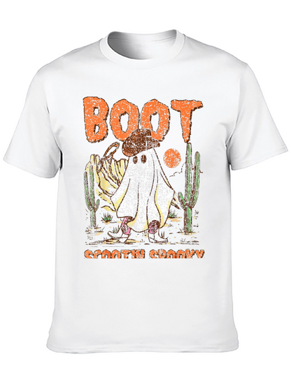 Camiseta negra fantasma vaquero Halloween Boot Scootin Spooky