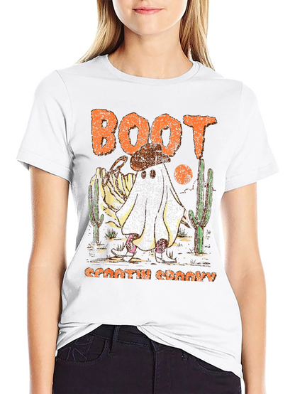 Camiseta negra fantasma vaquero Halloween Boot Scootin Spooky
