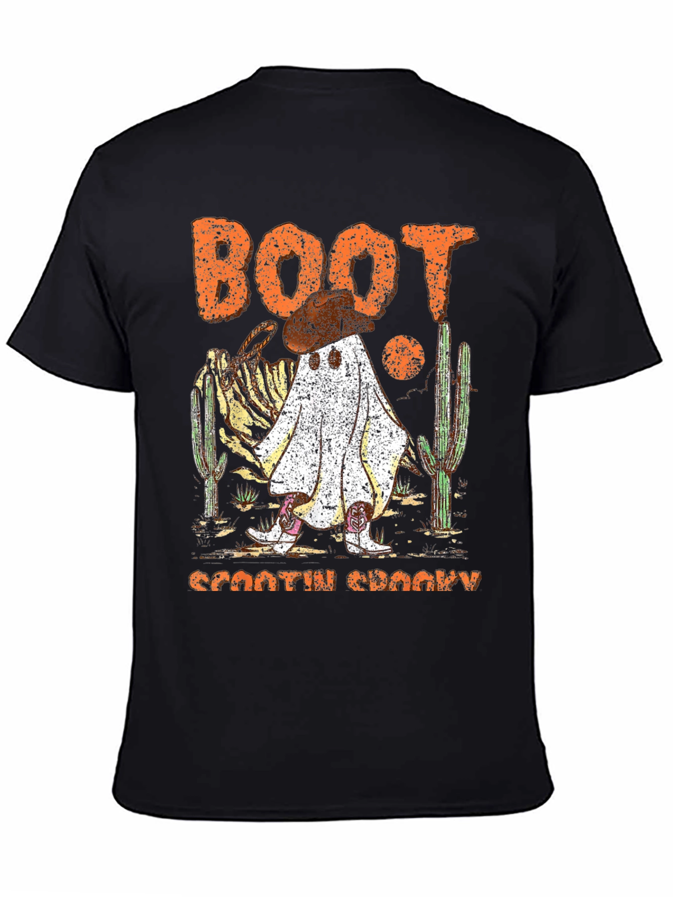 Camiseta negra fantasma vaquero Halloween Boot Scootin Spooky