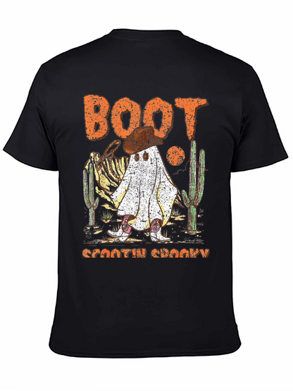 Camiseta negra fantasma vaquero Halloween Boot Scootin Spooky