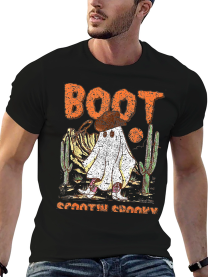 Camiseta negra fantasma vaquero Halloween Boot Scootin Spooky