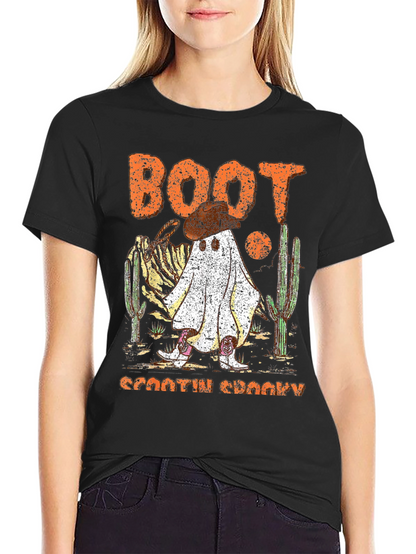 Camiseta negra fantasma vaquero Halloween Boot Scootin Spooky