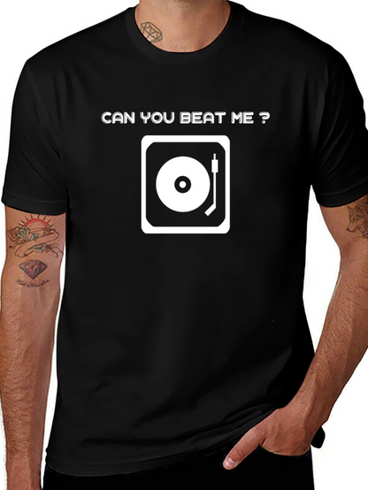 Camiseta Negra Can You Beat Me? para DJ