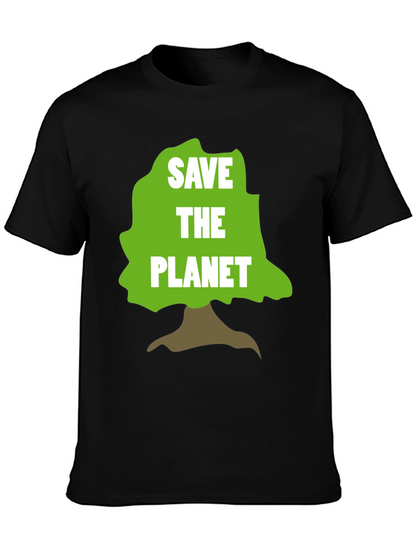 Camiseta Negra Salva el Planeta con Diseño de Árbol