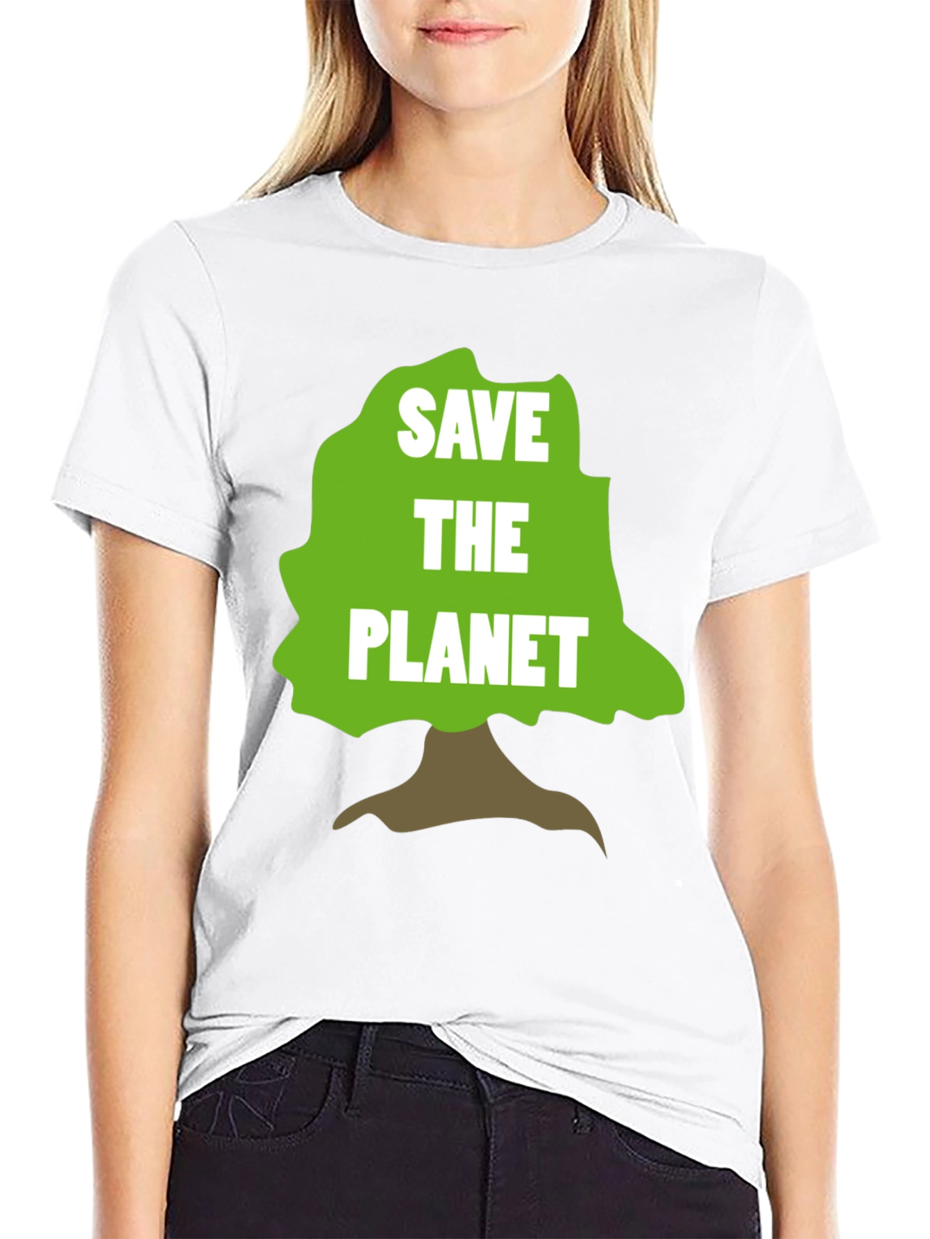 Camiseta Negra Salva el Planeta con Diseño de Árbol