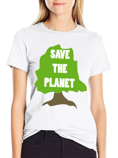 Camiseta Negra Salva el Planeta con Diseño de Árbol