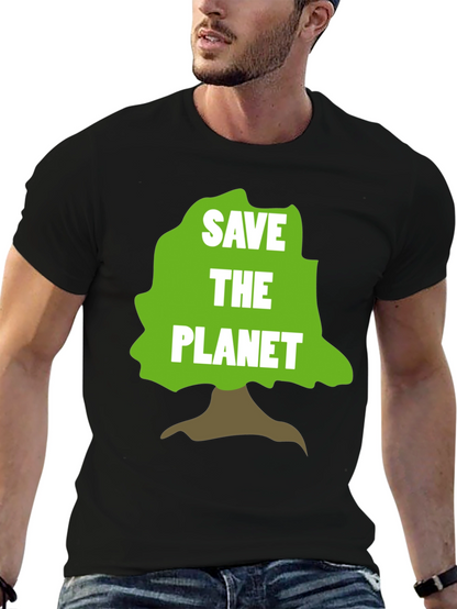 Camiseta Negra Salva el Planeta con Diseño de Árbol