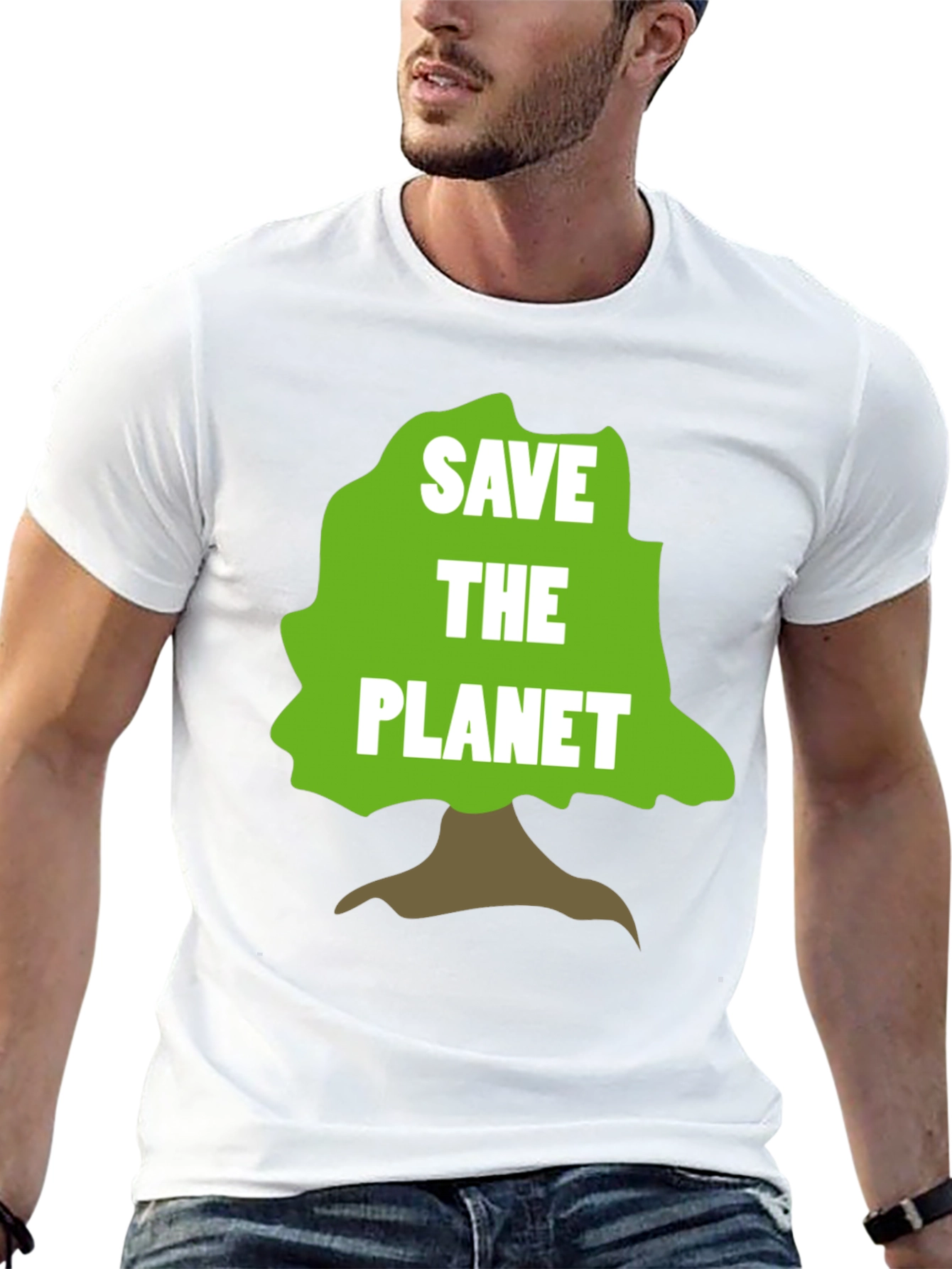 Camiseta Negra Salva el Planeta con Diseño de Árbol
