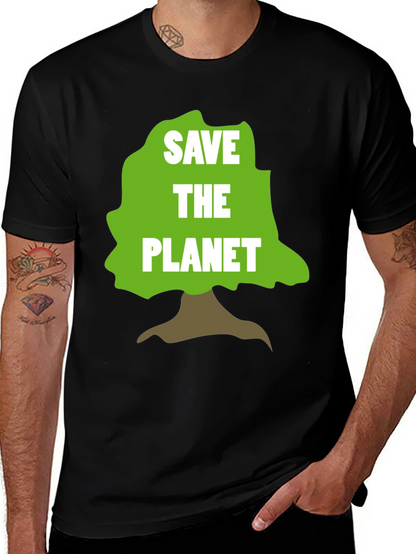 Camiseta Negra Salva el Planeta con Diseño de Árbol