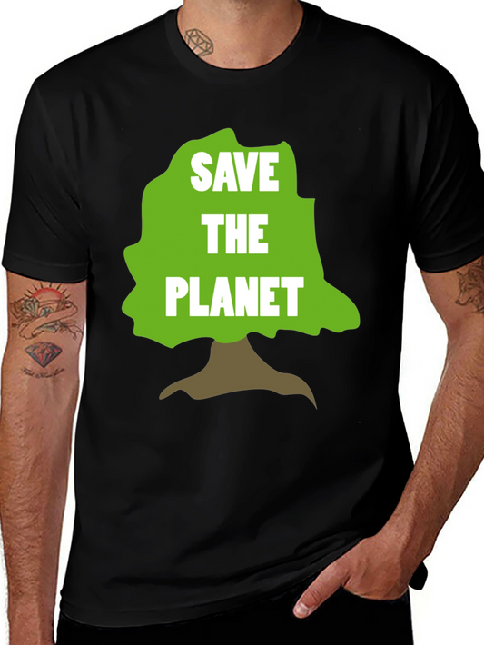 Camiseta Negra Salva el Planeta con Diseño de Árbol