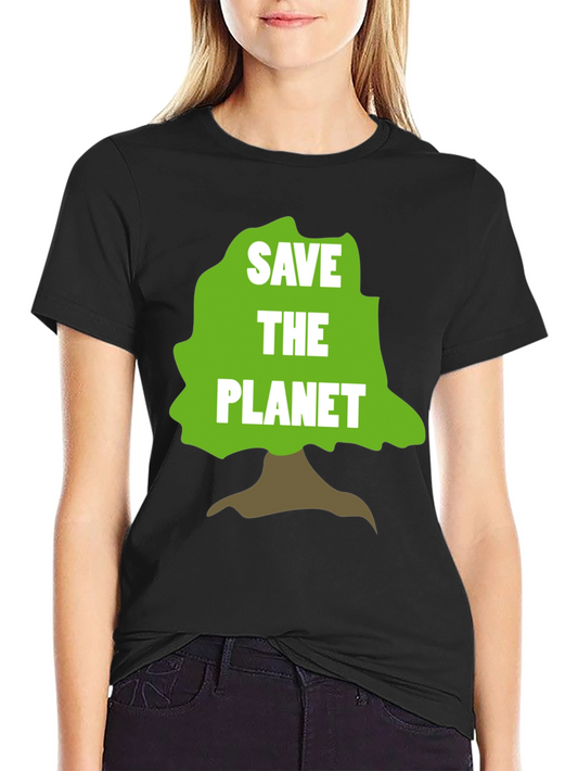 Camiseta Negra Salva el Planeta con Diseño de Árbol