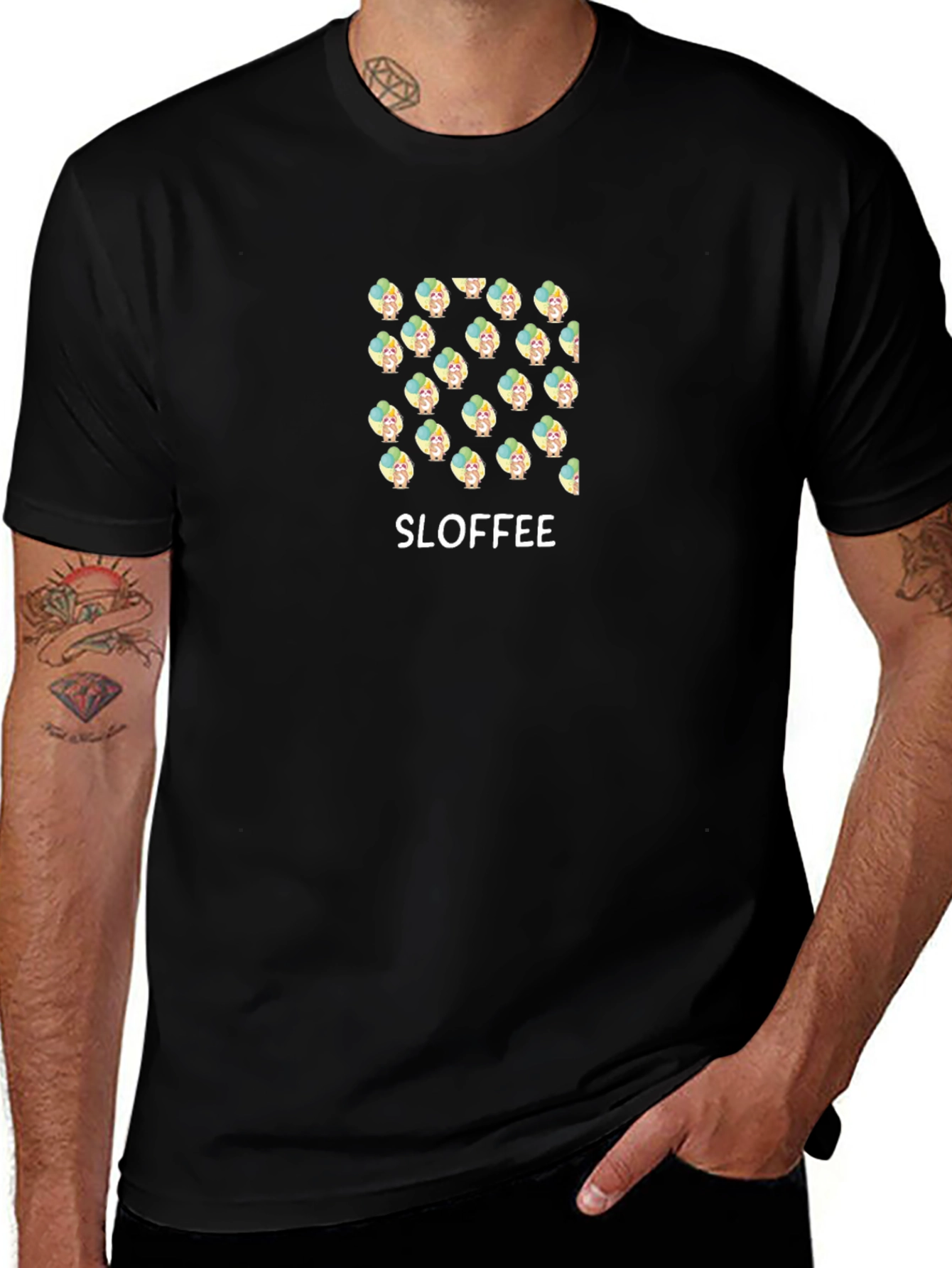 Camiseta Negra Estampada SLOFFEE para Hombre
