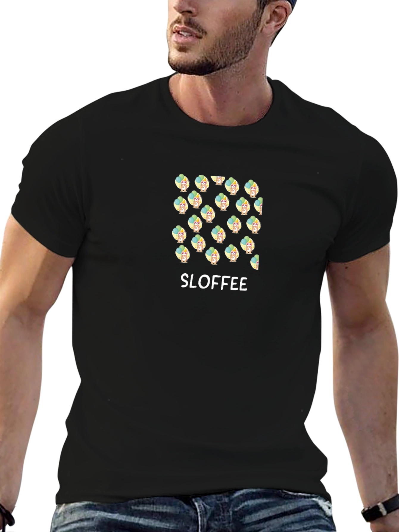 Camiseta Negra Estampada SLOFFEE para Hombre