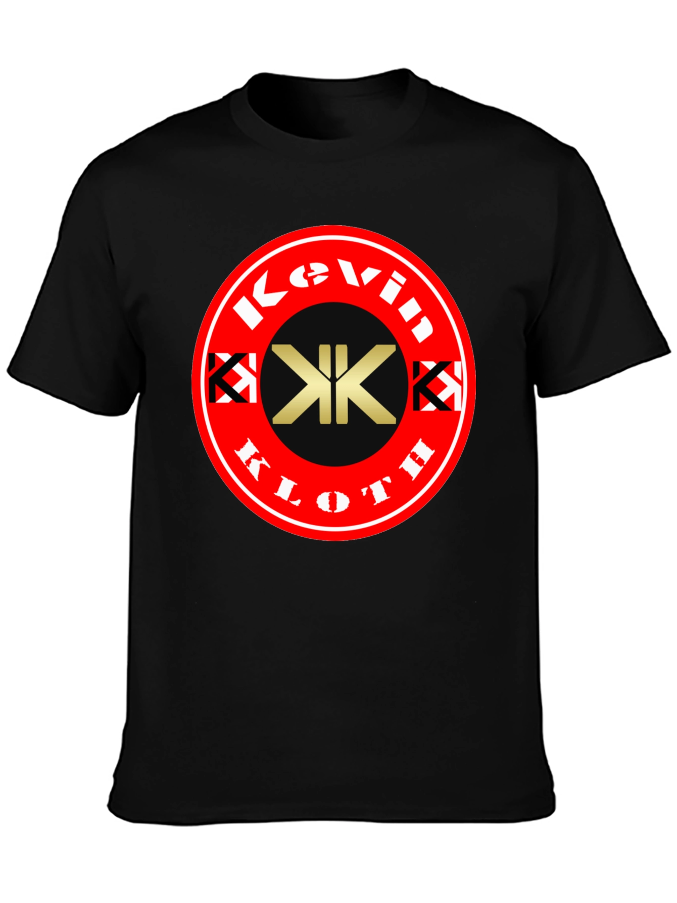Camiseta Negra con Logo Kevin Kloth Rojo