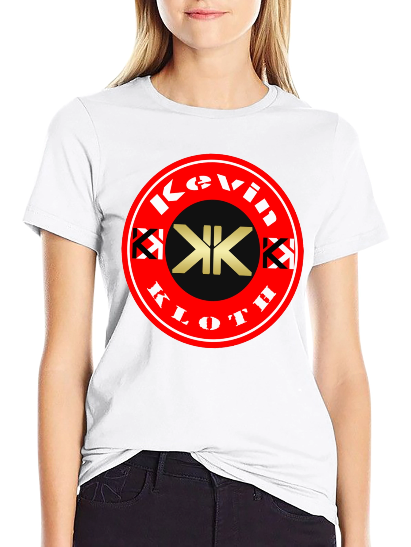 Camiseta Negra con Logo Kevin Kloth Rojo