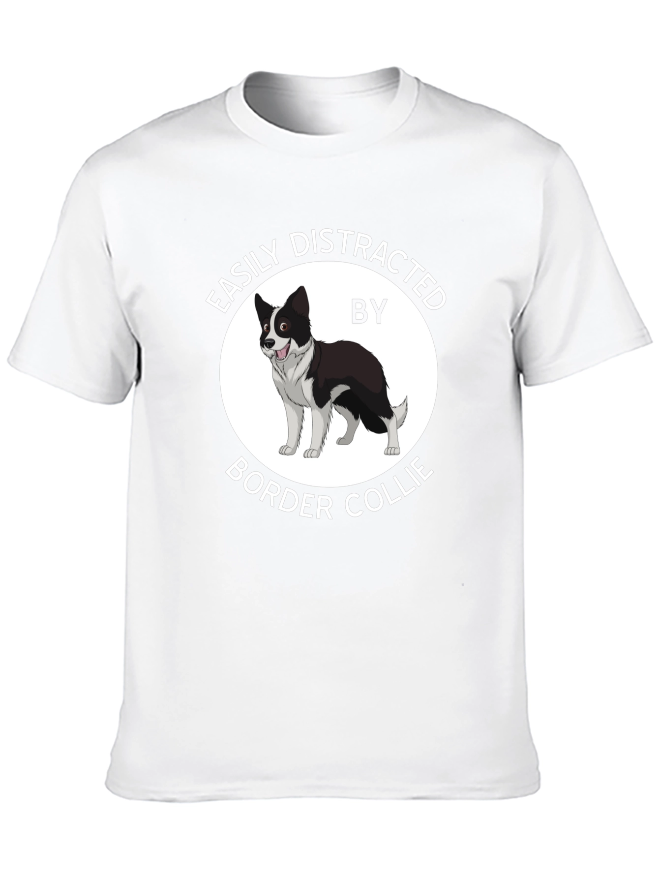 Camiseta Negra Fácilmente Distraído por Border Collie